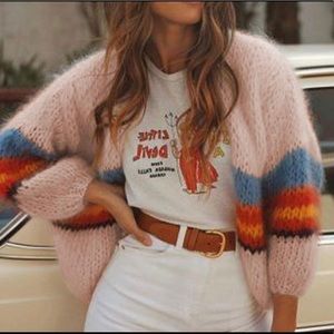 Loose Casual Color Block Long Sleeve Cardigan
